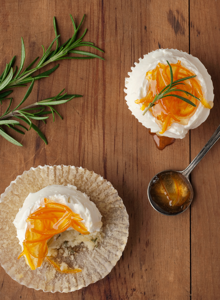 orange marmalade rosemary cupcake